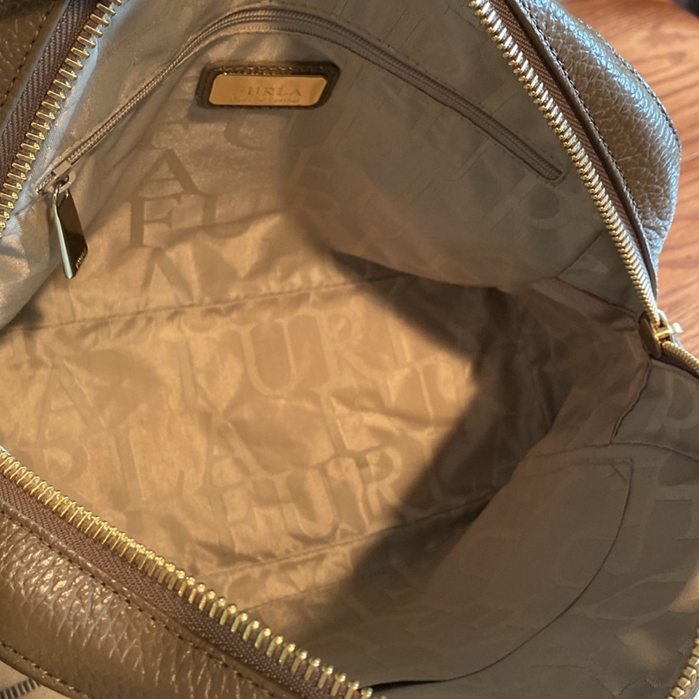 Furla Taupe Leather Satchel with Gold Hardware - Picture 10 of 12